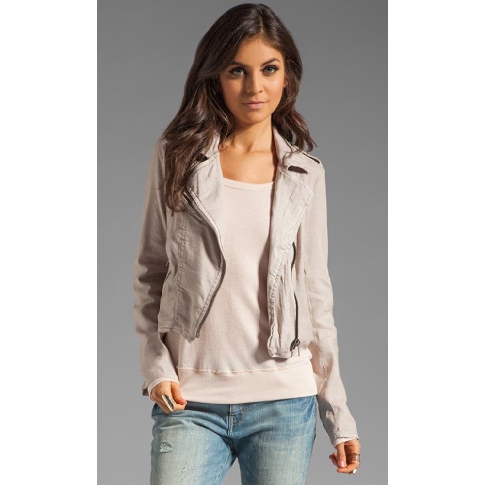Free People Moto Jacket Blush Pink Linen Blend Asymmetrical / Womens 2